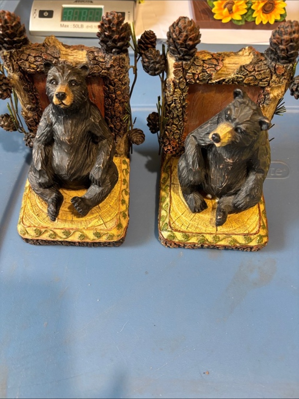 Rustic Resin Black Bear Bookends Lodge Cabin Decor